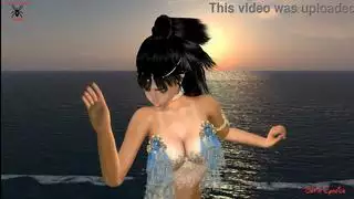 راقصة شرقية خيالية زرقاء تأخذ ثنائي بي بي سي بشراسة